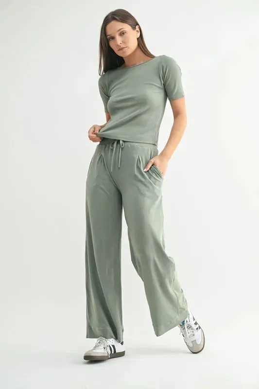 MONO B Vintage Ease Pima Cotton Tee and Pants Set sold by Charming Charlie