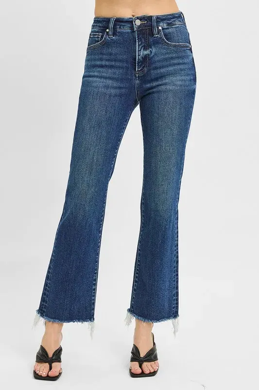 RISEN Plus Size Tummy Control High Rise Crop Straight Raw Hem Jeans sold by Charming Charlie