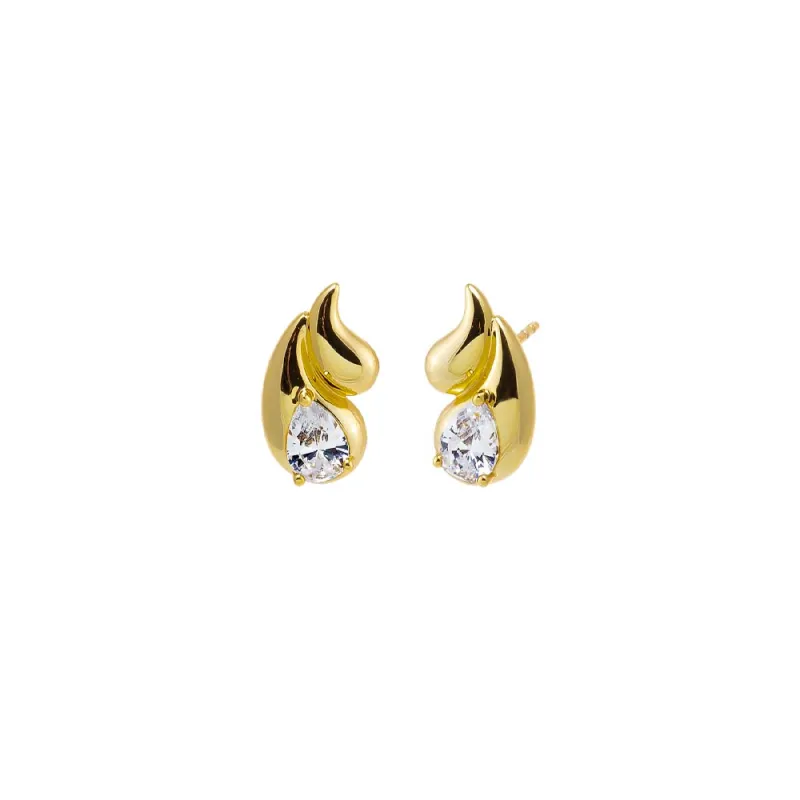 CZ Double Teardrop Stud Earring sold by Adina Eden's