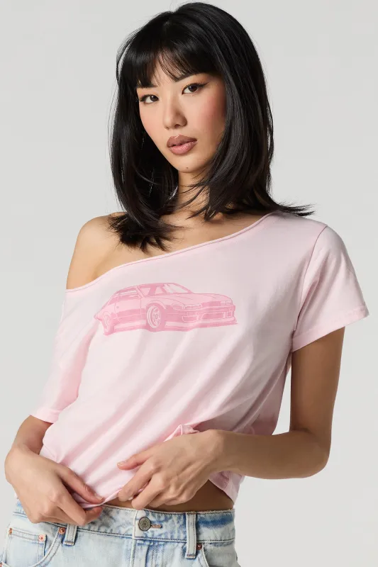 Graphic Off Shoulder T-Shirt sold by Urban Planet