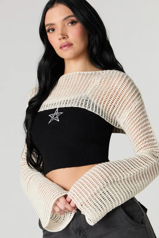 Crochet Ultra-Cropped Sweater sold by Urban Planet