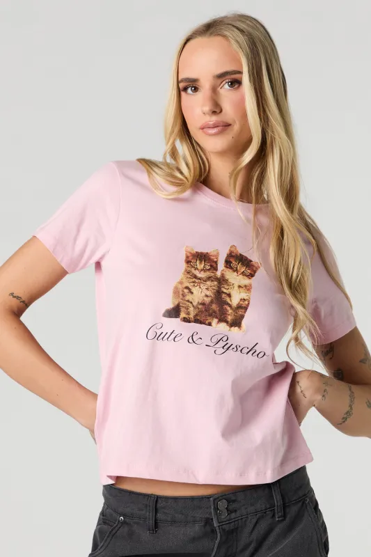 T-shirt à imprimé Cute & Psycho Kitten sold by Urban Planet