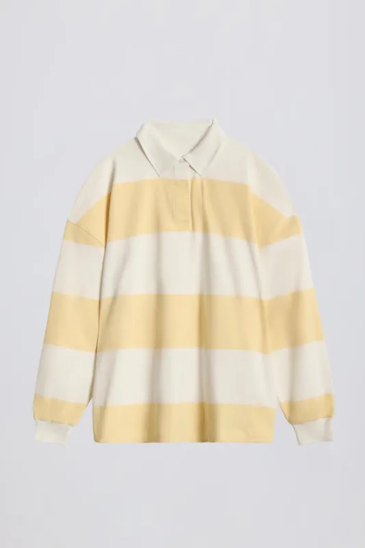 Striped Oversized Long-Sleeve T-Shirt in Lemon sold by Bo + Tee