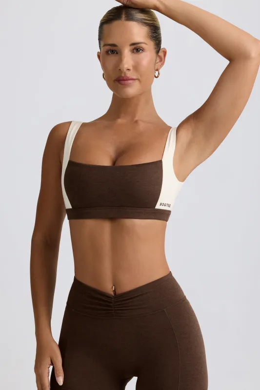 Contrast Sports Bra in Pecan Marl sold by Bo + Tee