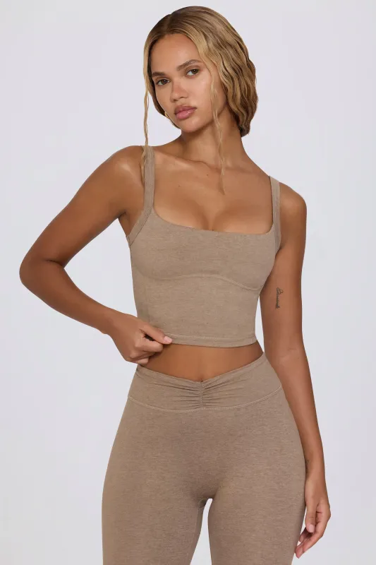 Cropped Tank Top in Mocha Marl sold by Oh Polly
