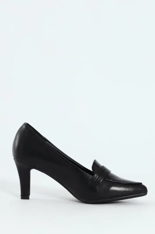 Dina Pointed Toe Mocassin Detail Upper Court Heel - Black sold by Edgars