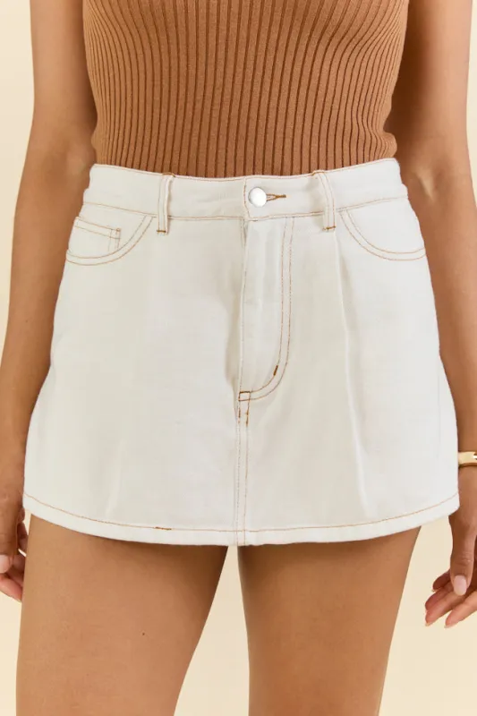 Reverb Radiance White Denim Skort SALE sold by Pink Lily