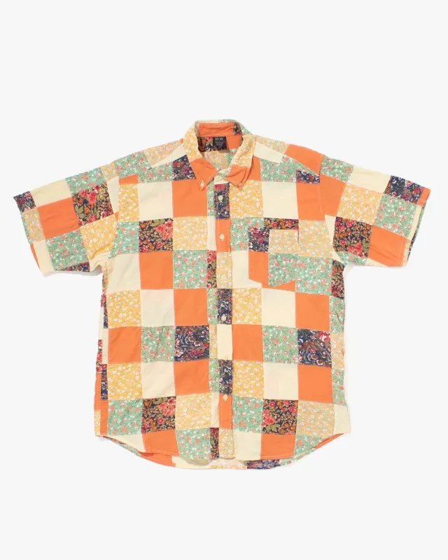 Japanese Repro Button Up Shirt, Body Wave, Floral Patchwork - M sold by Kiriko