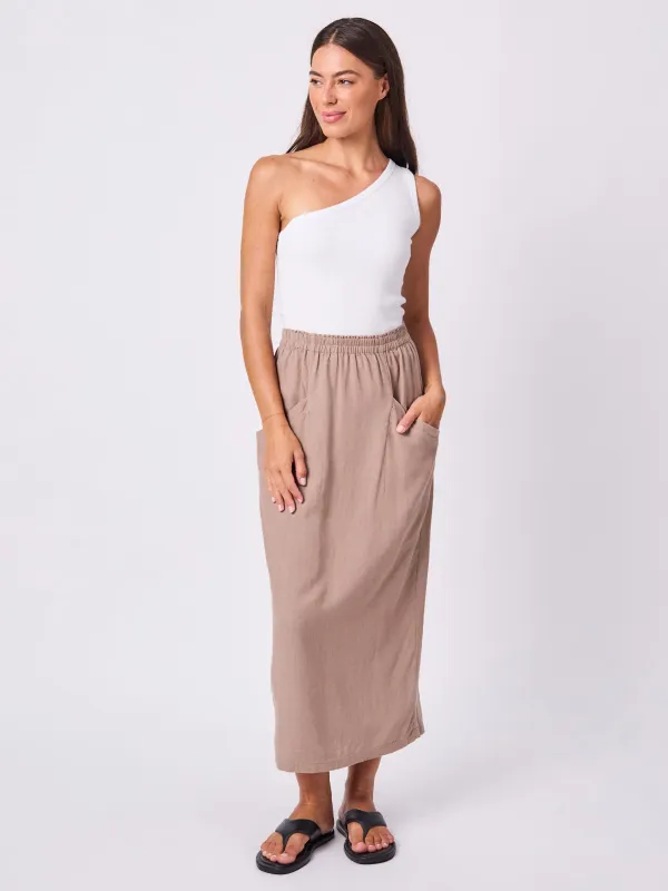 Linen Cali Skirt  - Cinnamon sold by Dharma Bums