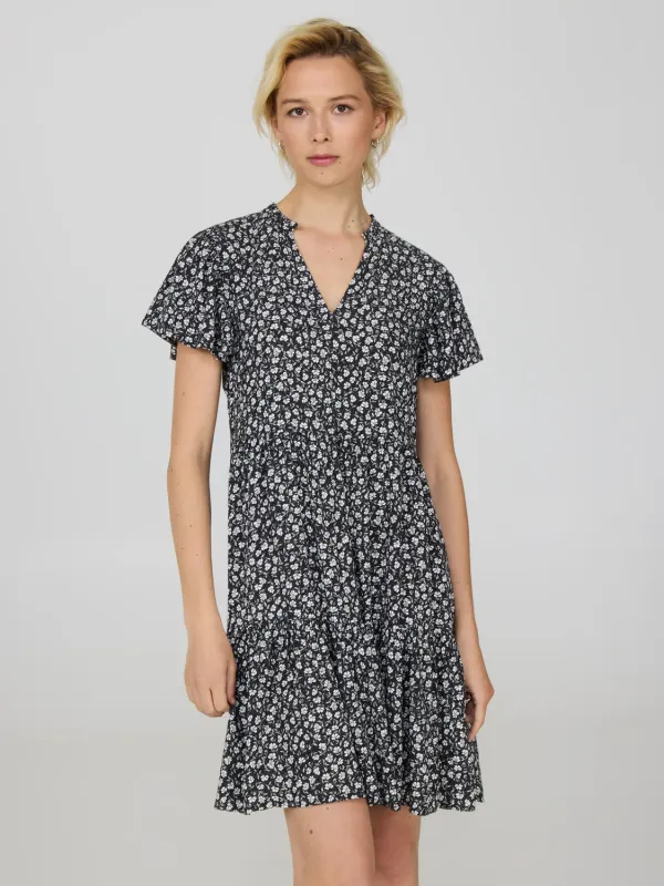 Floral Print Flutter Sleeve Mini Dress sold by Suzy Shier