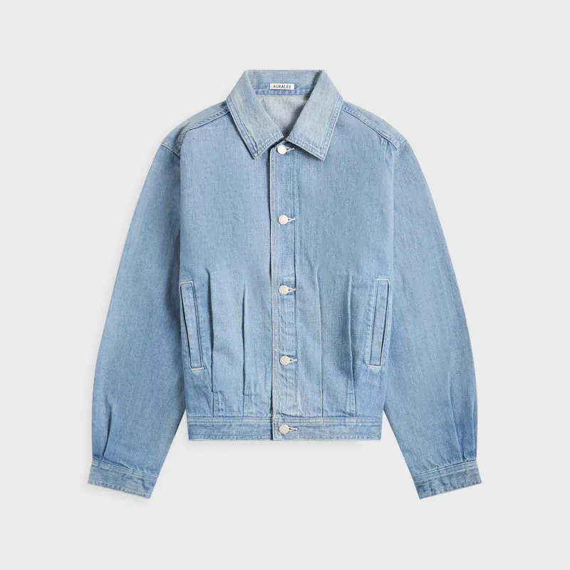Auralee Selvedge Faded Light Denim Blouson - Light Indigo sold by Kith
