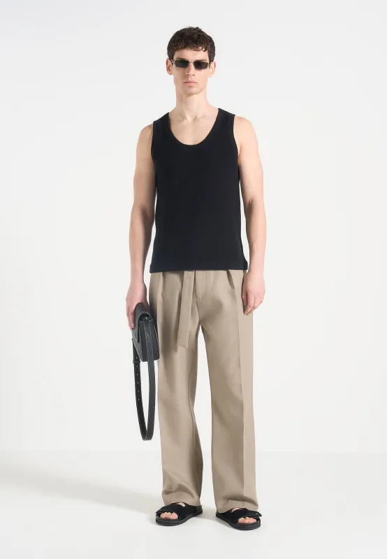 Justin - Ribbed Cotton Vest - Black sold by Maniere De Voir