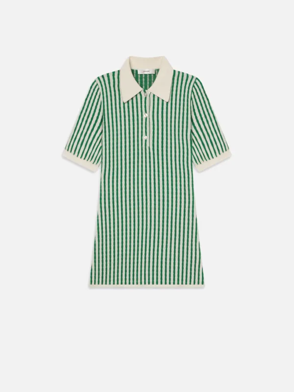 The Cable Polo Dress -- Kelly Green Multi sold by Frame Denim