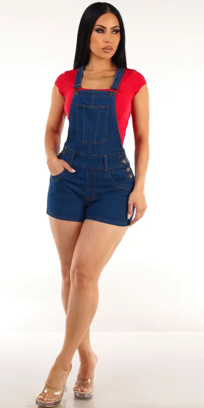 Red Levantacola Shorts Overalls Look sold by Moda
