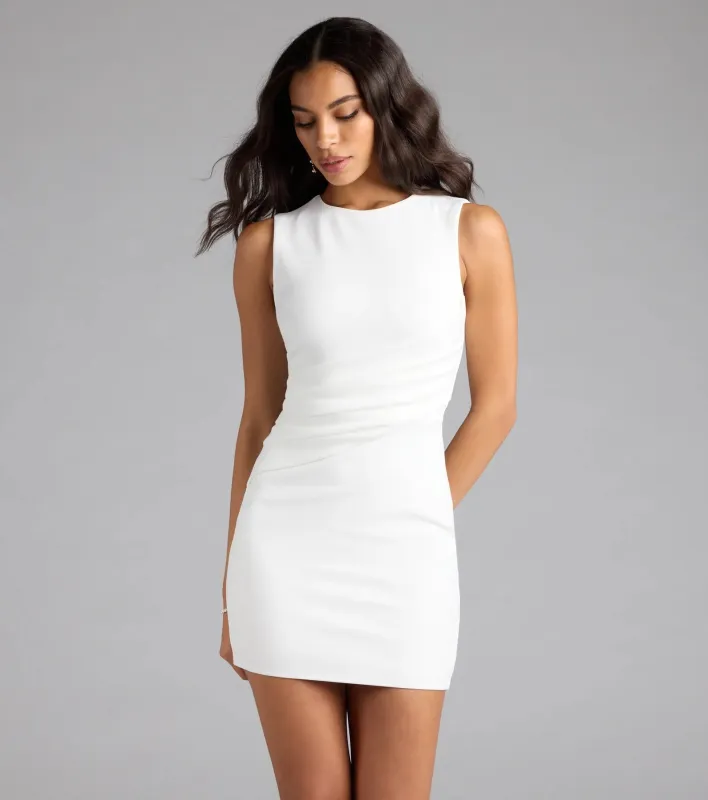 Chic Day Crew Neck Bodycon Crepe Mini Dress sold by Windsor