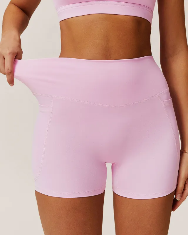 Pink Pocket High Waisted Yoga Shorts sold by rihoas
