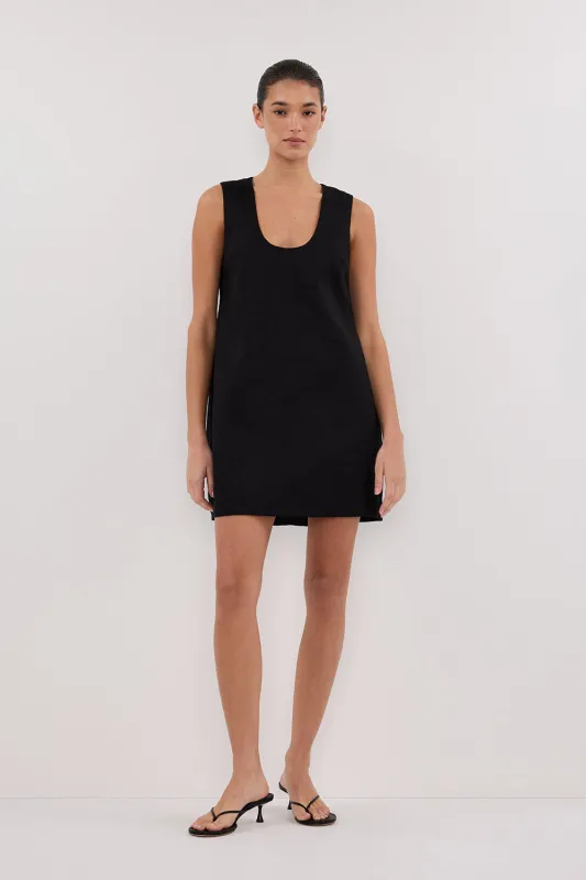 LOTUS BLACK LINEN MINI DRESS sold by Dissh