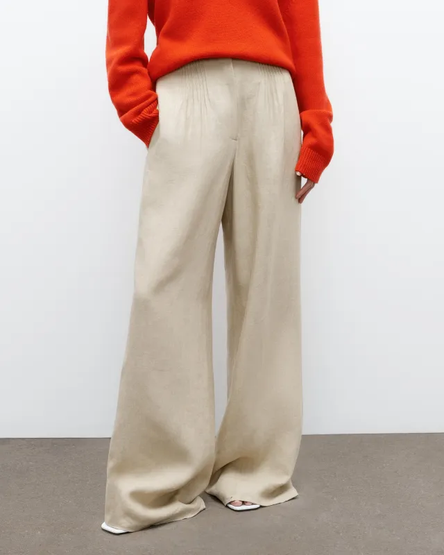 Mini Pleat Trouser in Washed Linen Suiting sold by TWP CLOTHING