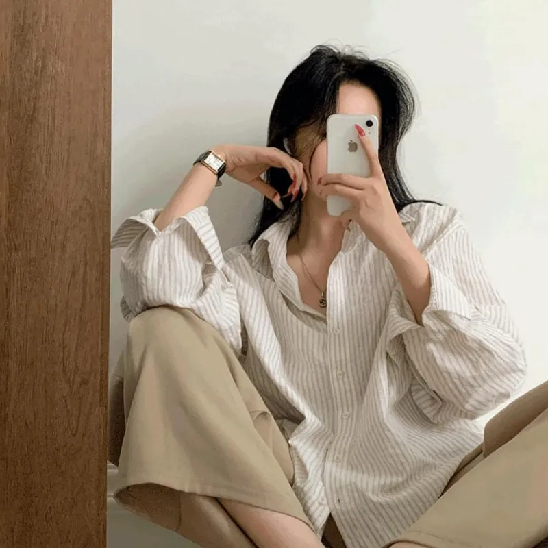Honey Overfit Striped Shirt sold by Codibook