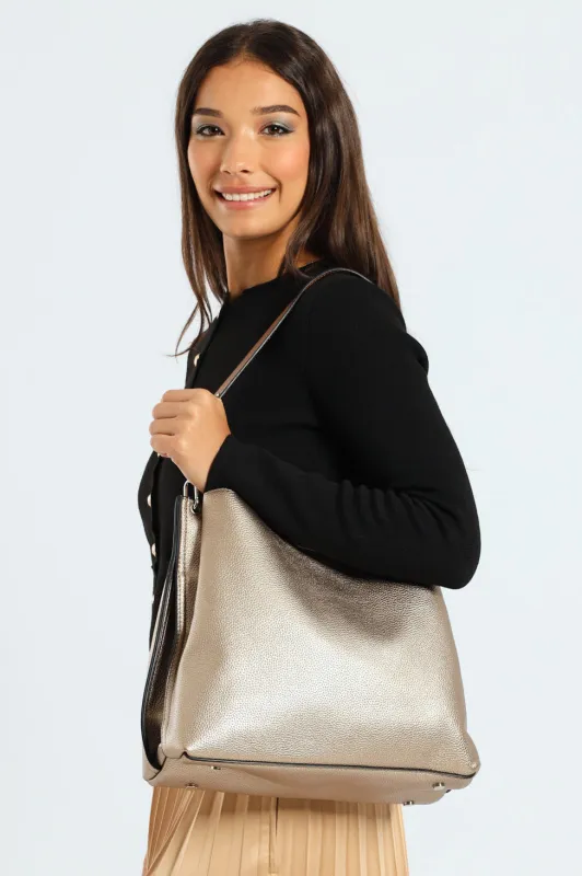 Tan Strap Hobo Bag - Champagne sold by Edgars