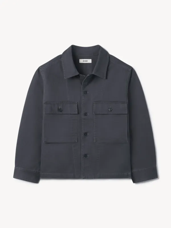 Mineral Grey Omaha Flyweight HBT P-43 Fatigue Shirt sold by Buck Mason