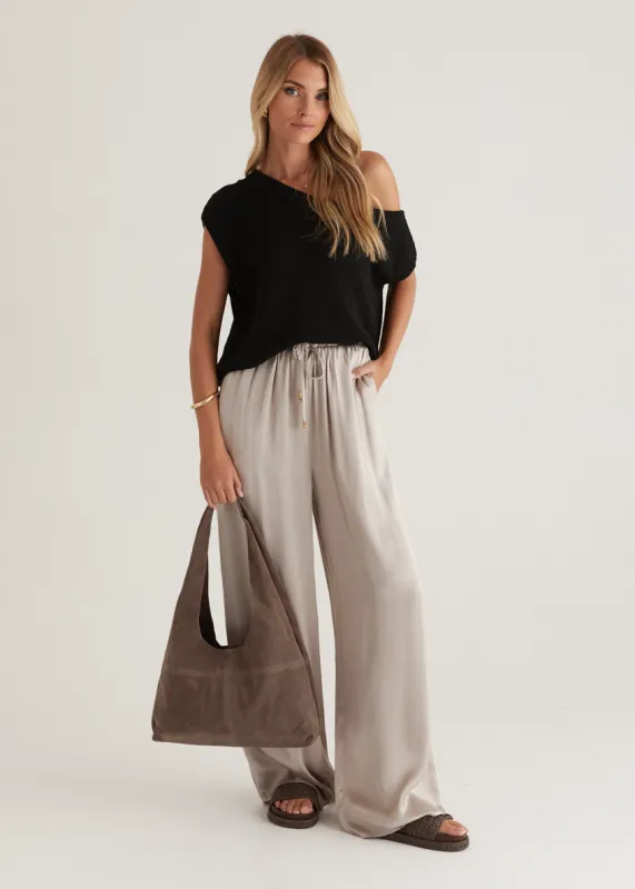 Leila Suede Tote - Taupe sold by Gingham & Heels