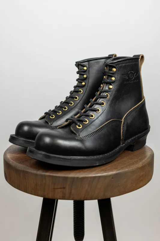 The Flat Head FN-FB-004 Horsehide Logger Boots - Black sold by Franklin and Poe