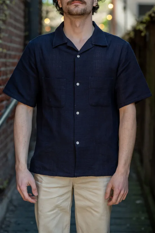 Knickerbocker Oliveira Breeze Weave Shirt - Dark Navy sold by Franklin and Poe