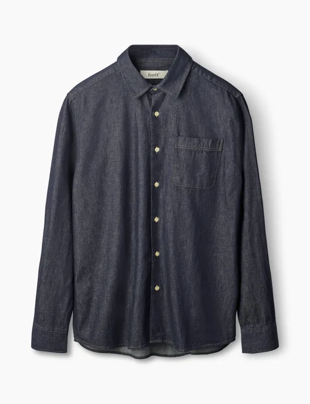 PLUTO CHAMBRAY SHIRT - DARK CHAMBRAY sold by Foret