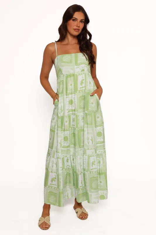 Eudora Maxi Dress - Green Print sold by Petal & Pup