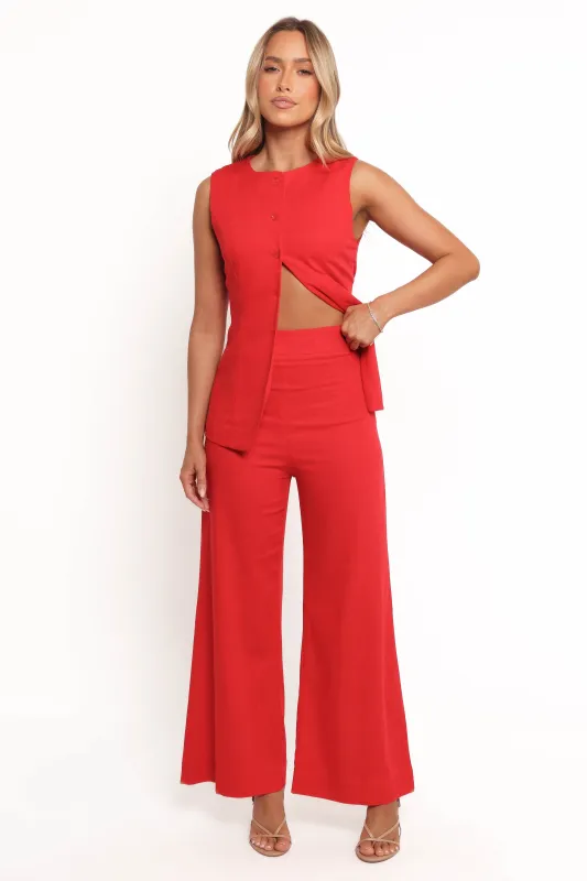 Amia Linen Blend Pants - Red sold by Petal & Pup