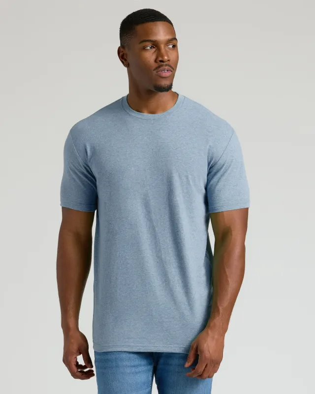 Heather Indigo Tall Straight Hem Crew Neck T-Shirt sold by True Classic