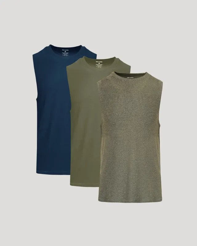The Timeless Sleeveless Active Muscle Tee 3-Pack sold by True Classic