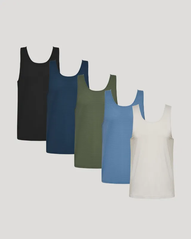 The Staple Sleeveless Active Mesh Tank 5-Pack sold by True Classic