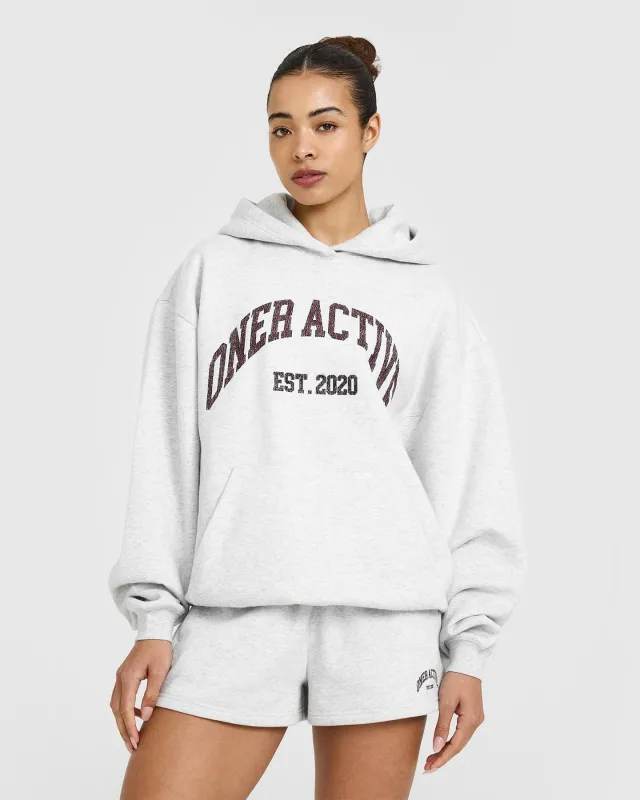 Foundations Oversized Hoodie With Large Printed Graphic | Light Grey Marl sold by Oner Active