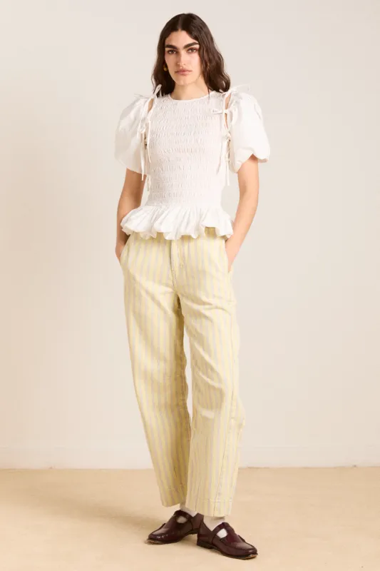 felix jeans - butter business stripe sold by Damson Madder