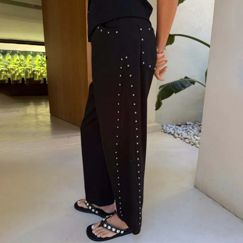 Black Studded Barrel Jeans sold by Never Fully Dressed