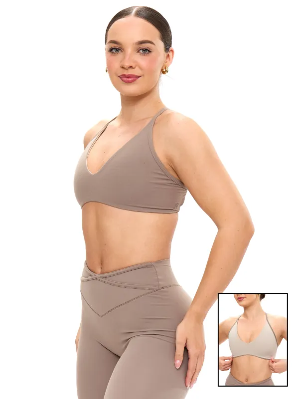Girlfriend Reversible Sports Bra - Chai Latte and Chamomile sold by BuffBunny