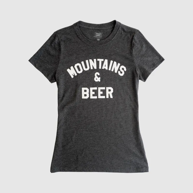 Women's Mountains & Beer Tee - Charcoal sold by Faultline395