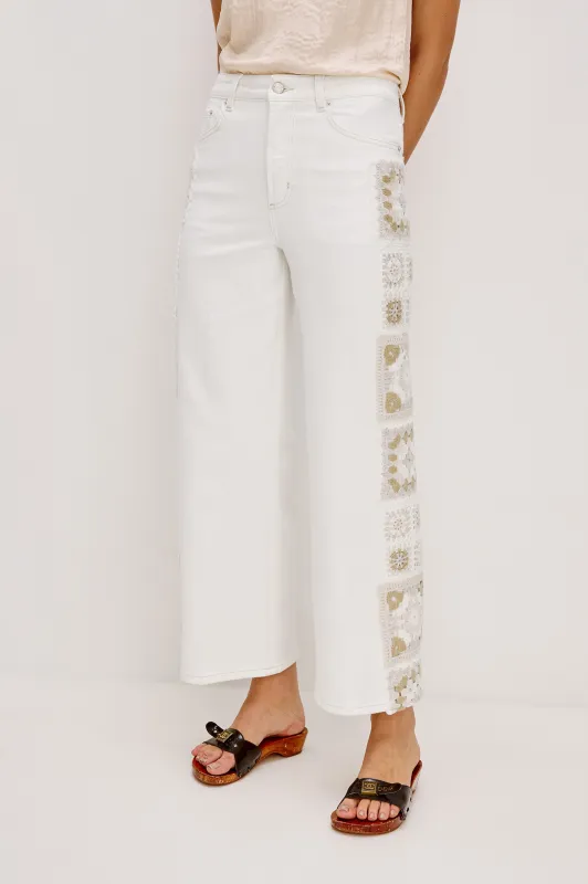 GETTY CROP WIDE LEG - VINTAGE ECRU CROCHET sold by Rails