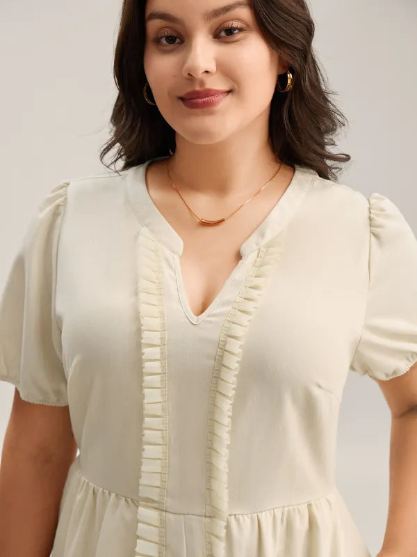 Lace Trim Solid Pockets Midi Dress sold by Bloomchic