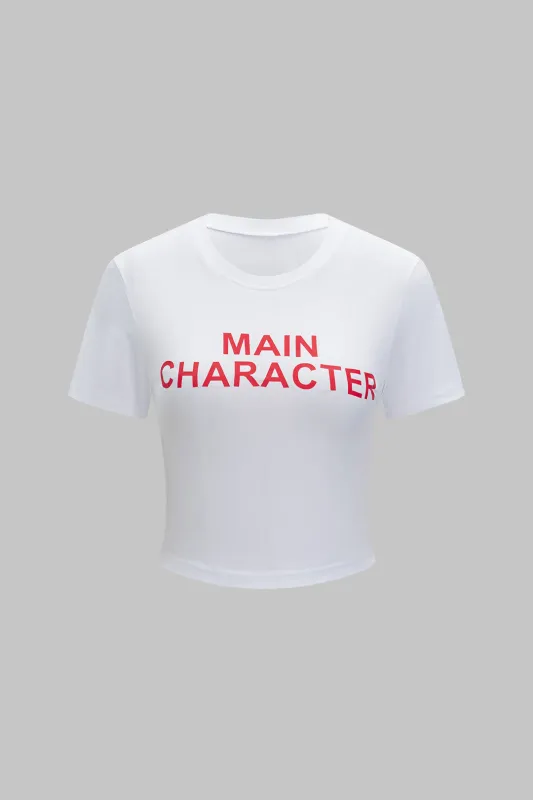 Brevprint rund hals kortærmet t-shirt sold by Micas