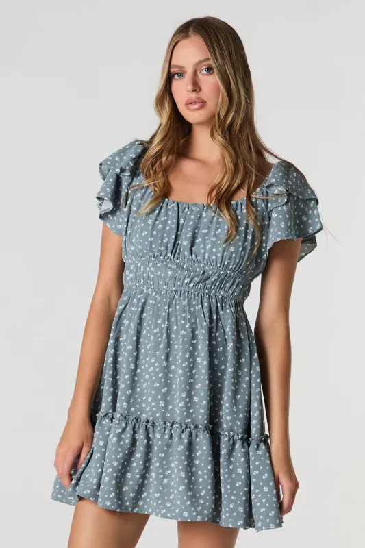 Ruffle Sleeve Scoop Neck Mini Dress sold by Urban Planet