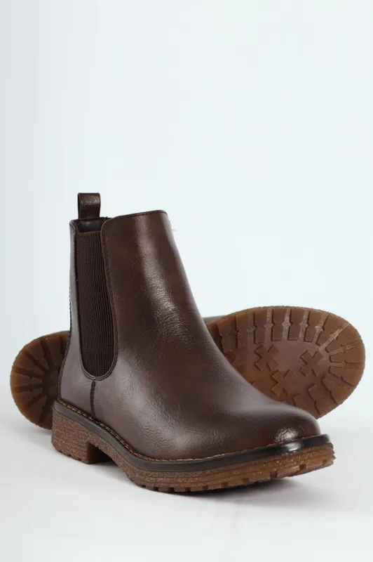 Belinda Lug Sole Chelsea Boot - Chocolate sold by Edgars