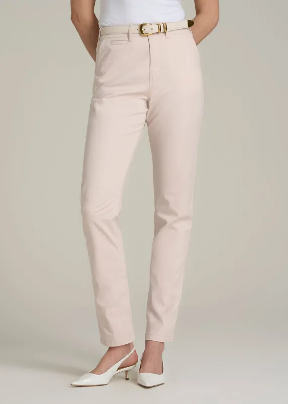 High Rise Tapered Chino Pants for Tall Women in Shell sold by American Tall