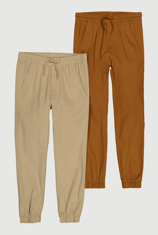 Boys Solid Drawstring Joggers 2 Pack sold by Rainbow