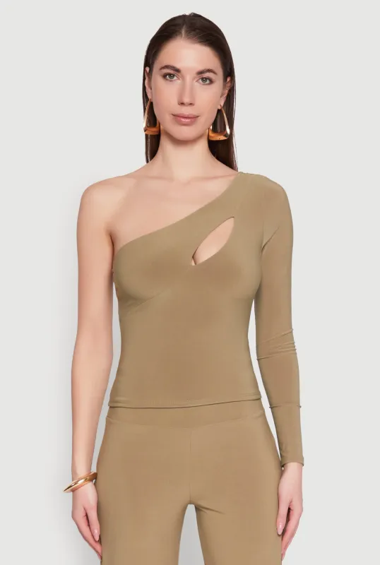 Asymmetrical Cut Out One Shoulder Top sold by Rainbow