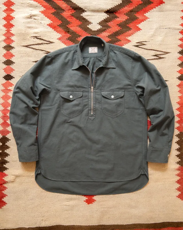 Aertex Half-Zip Shirt - Faded Black sold by Wythe NY