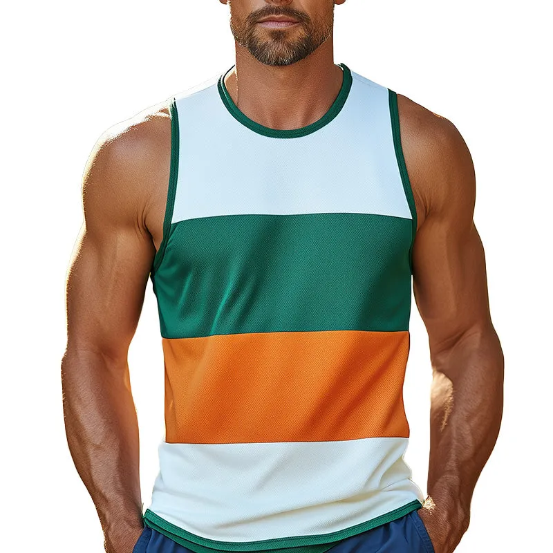 Men's Summer Fashion Stripe Printed Casual Sports Tank Top MTA2590D9P sold by Manly