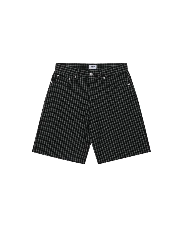 PLAID BAGGY DENIM SHORT sold by Obey
